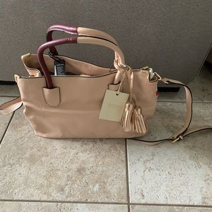 Cream/ pink Italian hand bag